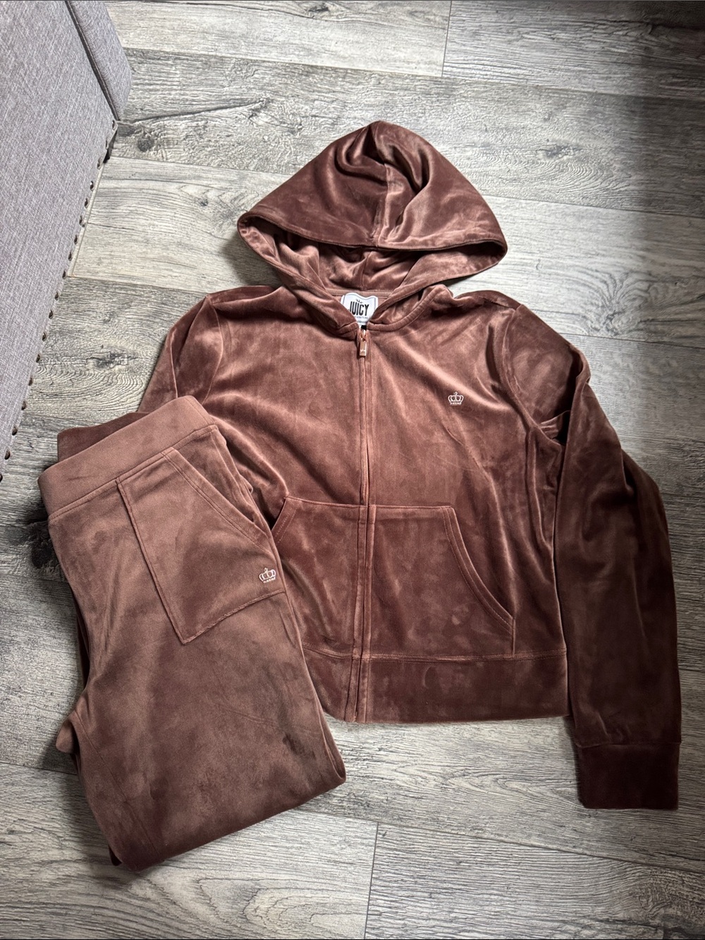 Juicy Couture Chocolate Velour Zip Hoodie
